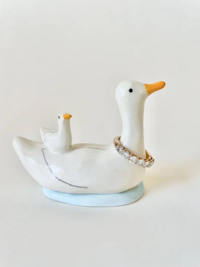 Handmade Ceramic Goose Ring Holder