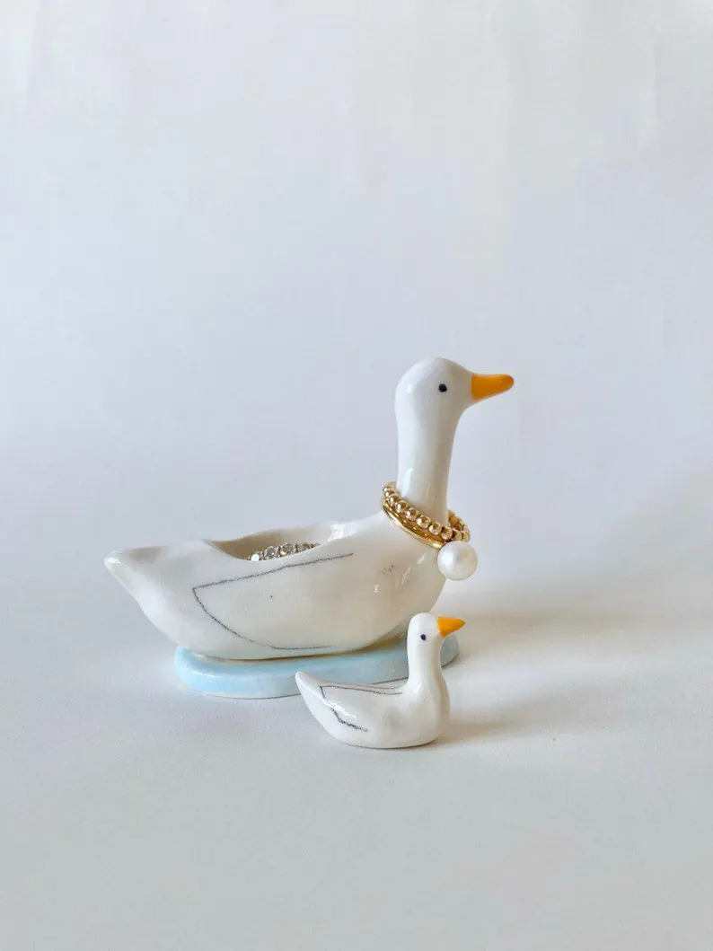 Forever Nest  Goose and Baby Ring Holder